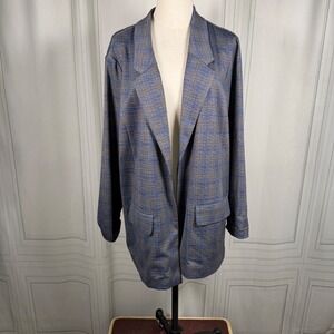 NWT Liverpool Jayson Boyfriend Blazer Navy Khaki Plaid 2X